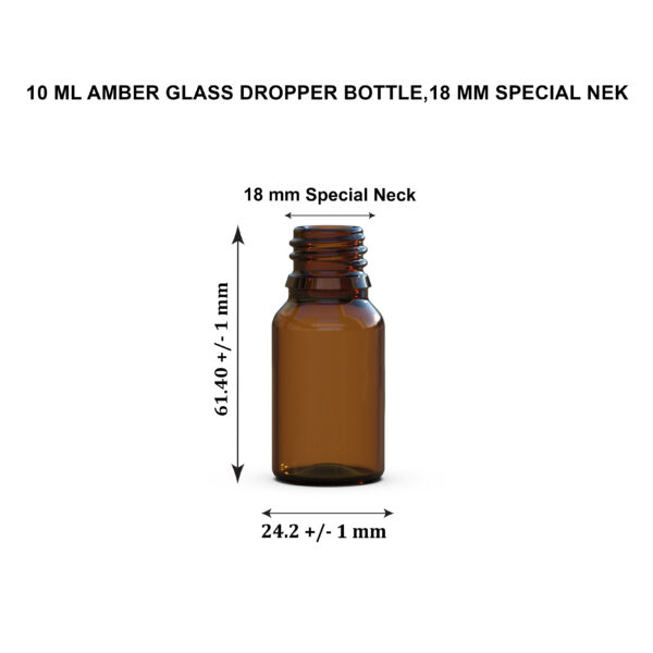 10ml Amber Glass Dropper Bottle & Gold and Black Glass Pipette - Image 2