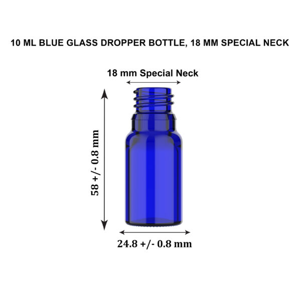 10 ML BLUE 18MM DROPPER BOTTLE  & Glass Pipette - Image 2
