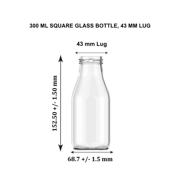 300 ML SQUARE BOTTLE 43MM - Image 2