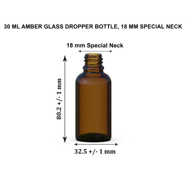 30 ML AMBER 18MM DROPPER BOTTLE - Image 2
