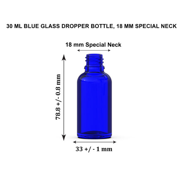 30 ML BLUE 18MM DROPPER BOTTLE - Image 2