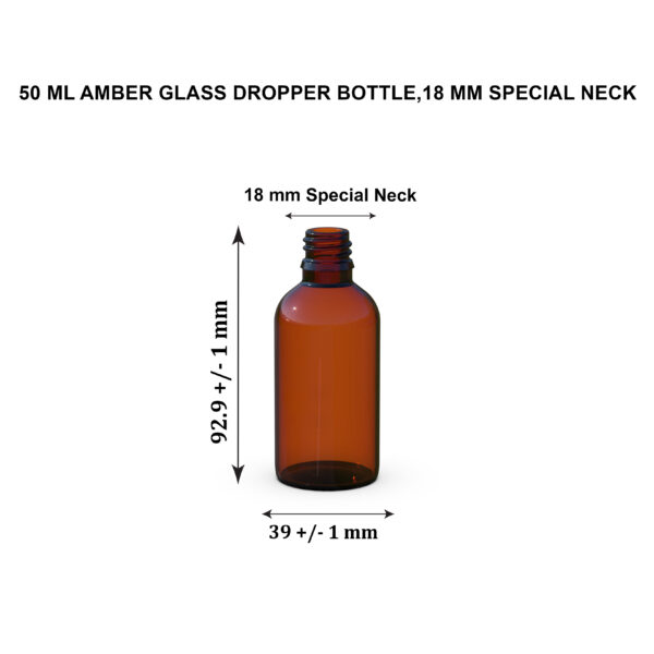 50 ML AMBER 18MM DROPPER BOTTLE - Image 2