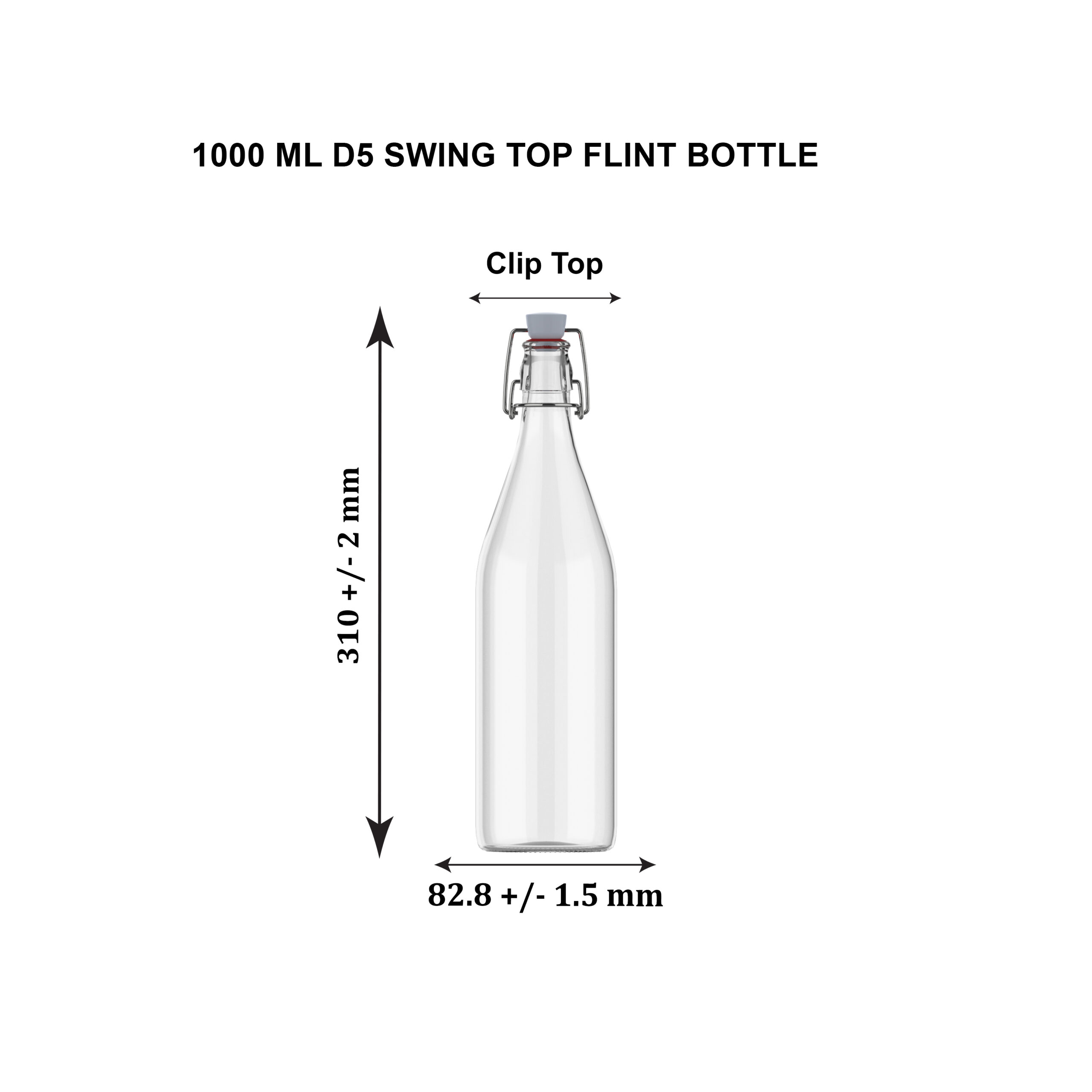 1000 ML SWING TOP CLEAR WATTER BOTTLE - Image 2